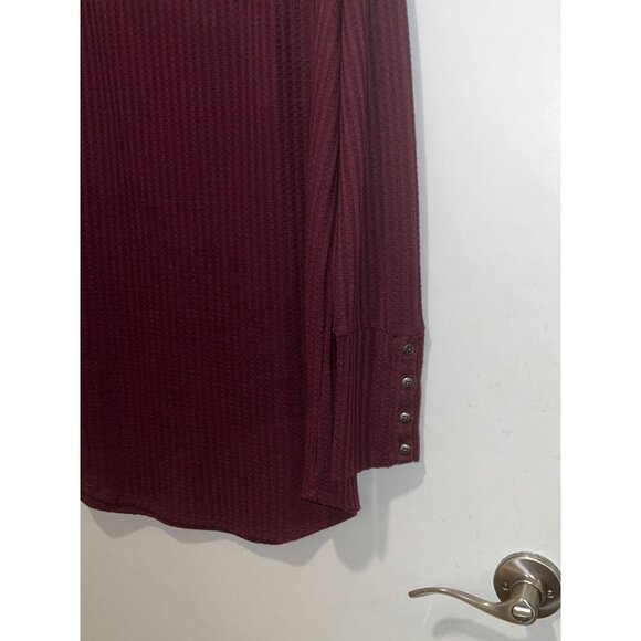 Chaser Burgundy Thermal Waffle Long-Sleeve  Women's Top Size XL - Picture 3 of 8